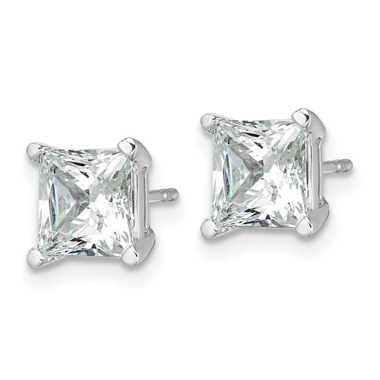 Princess cut 4 claw stud lab grown diamond earrings