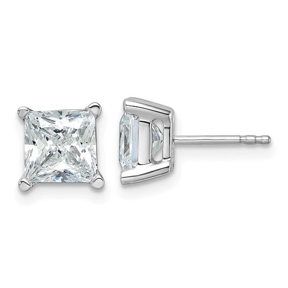 Princess cut 4 claw stud lab grown diamond earrings