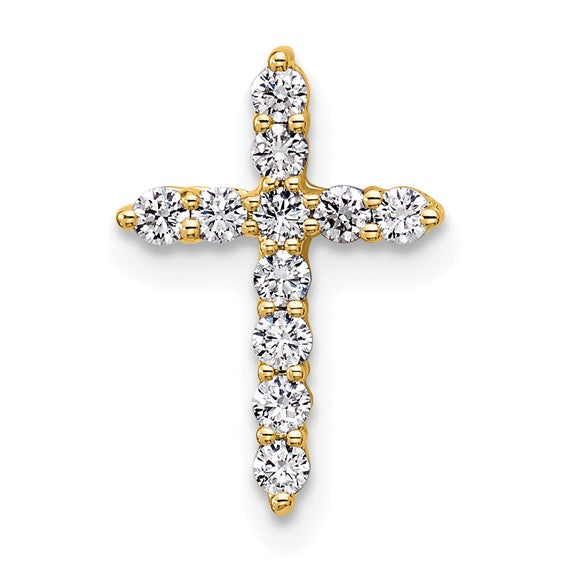 14K Yellow gold lab grown diamond cross pendant