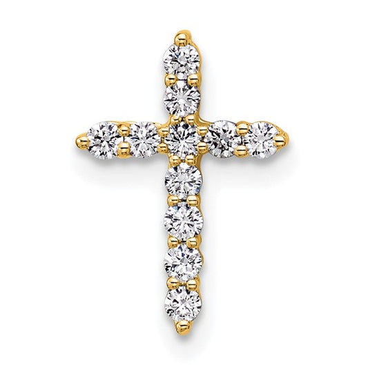 14K Yellow gold lab grown diamond cross pendant