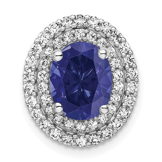 Double Halo gemstone and lab grown diamond slide pendant