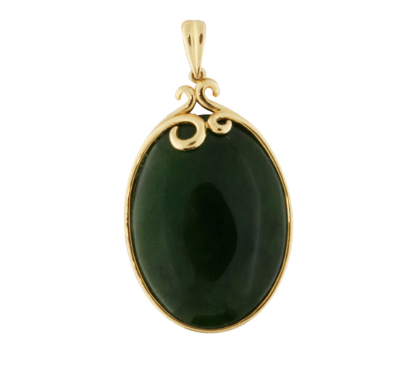 Flower Jade Pendant in 9K yellow gold