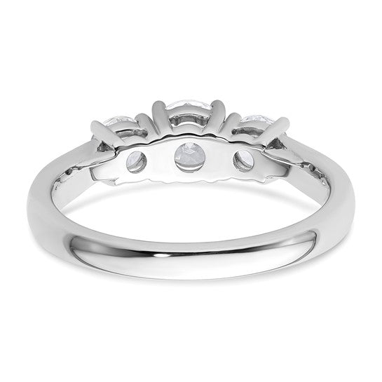 Classic 3 stone basket set engagement ring