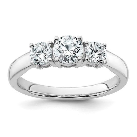 Classic 3 stone basket set engagement ring